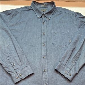 Eddie Bauer 3XLT Blue Chambray Button-Down Shirt Cotton Mens Tall Outdoor Casual